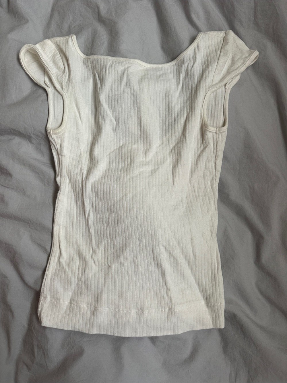 Free People Ribbed White Cap-Sleeve Tank